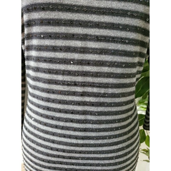 Express Black/Gray Polyester Round Neck Long Sleeve Knee Length Dress Size L - Picture 3 of 10